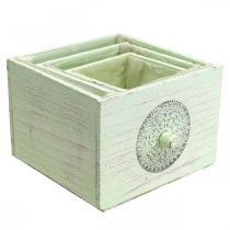 Artikel Plantlåda dekorativ låda shabby grön 15-23cm set om 3
