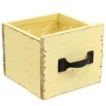 Shabby dekorativ låda för plantering av gult trä 12,5×12,5×10cm