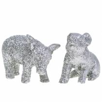 Artikel Deco gris nyårsafton dekoration silver glitter 3,5cm 2st