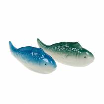 Simfisk blå / grön keramik 11,5 cm 2st