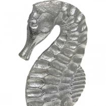 Sjöhäst att placera, havsdekoration av metall, maritim skulptur silver, naturliga färger H22cm