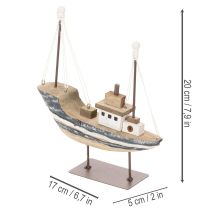 Artikel Skeppsdekoration, maritim stil, trä med stativ, 20 cm