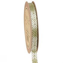 Artikel Sidenband presentband blad beige grön 10mm 20m