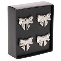 Artikel Rosett servettring, metall, blank silver, 5 cm, 4 stycken