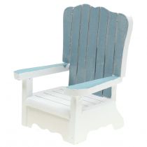 Dekorativ stol i trävit-turkosgrå H16cm