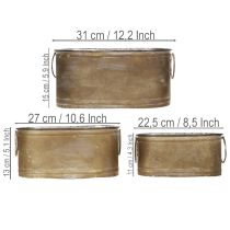 Artikel Set med metallkrukor och baljor, vintage retrostil, L 22,5 cm/27 cm/31 cm
