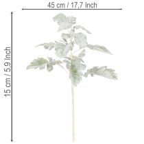 Artikel Konstgjord Senecio-gren, silverblad, intrikat tillverkad, 45 cm, 3 stycken