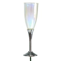Nyårsdekoration champagneglasplugg silver 7,5cm L27cm 12st