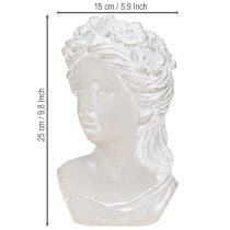 Artikel Skulptur kvinnlig byst gjuten stenkruka grå antik 15×14×25cm