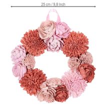 Artikel Hängande blomsterkrans med rosa blommor för elegant dekoration av vardagsrummet, 25 cm