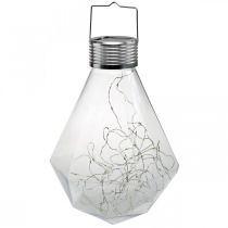 Diamant Solar Lampa Balkong Lykta LED Ljus Trädgårdsdekoration Varm Vit H31cm Ø22cm