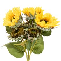 Artikel Konstgjord solros med realistiska blad och blommor, 58 cm, 3 stycken