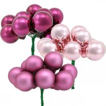 Mini julkula rosa bär spegel bär glas Ø25mm 140p