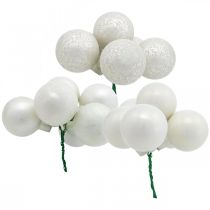 Mini julboll vit spegel bär glas Ø40mm mix 32st