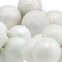 Mini julboll vit spegel bär glas Ø40mm mix 32st