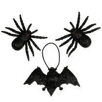 Spindel, fladdermusfigurer svart 10cm, 14cm 3st