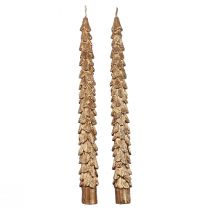 Taper Ljus Brun Metallic Ljus Julljus 25cm 2st