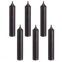 Artikel Koniska ljus korta små ljus svarta 110mm Ø21mm 6 st gäng