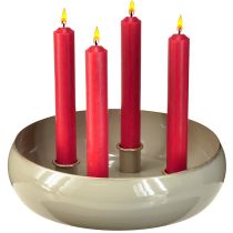 Artikel Ljusstake 4 ljus skål metall grå guld 22,5cm