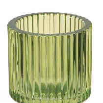 Artikel Stickljusstake glas värmeljushållare grön H8cm 4 st