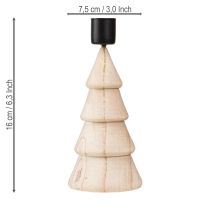 Artikel Ljusstake i trä, julgransdekoration, naturlig, H16cm, 2 st