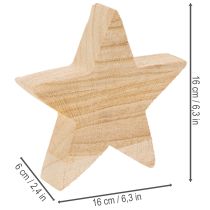 Artikel Rustik stjärnljushållare i trä för spetsljus, 16 cm