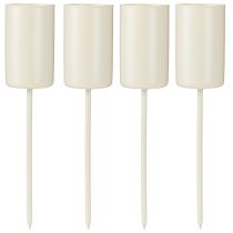 Artikel Metallljusstake på pinne, beige, H11cm, 4 stycken