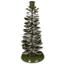 Artikel Ljusstake julgran grön metalldekoration 28cm