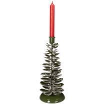 Artikel Ljusstake julgran grön metalldekoration 28cm