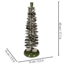 Artikel Ljusstake i julgransdesign, grön metall, 45 cm
