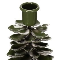 Artikel Ljusstake i julgransdesign, grön metall, 45 cm