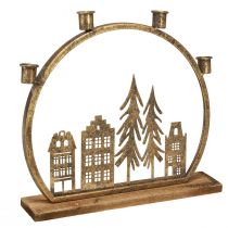Artikel Pinnljusstake jul husrad antikguld 36×32cm