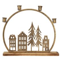 Artikel Pinnljusstake jul husrad antikguld 36×32cm