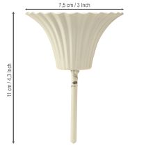 Artikel Ljusstake med spik i blomform, krämfärgad, 11 cm, 4 stycken
