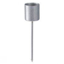 Artikel Stickljushållare för att plugga ljusstake silvergrå Ø2,5cm H11cm 16 st