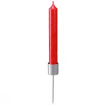 Artikel Stickljushållare för att plugga ljusstake silvergrå Ø2,5cm H11cm 16 st
