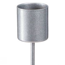 Artikel Stickljushållare för att plugga ljusstake silvergrå Ø2,5cm H11cm 16 st