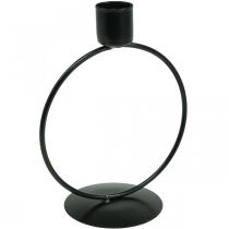 Ljusstake svart metall ring pinne ljushållare Ø10,5cm