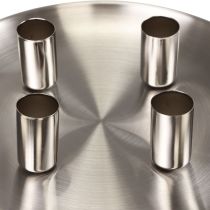 Ljusstake silver Ø2,5cm ljusplatta metall Ø23cm