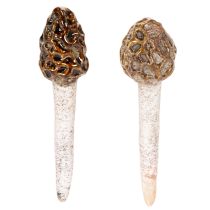 Artikel Konstgjord murkelsvamp dekorativ påle för krukor och bord, 13 cm, 2 stycken
