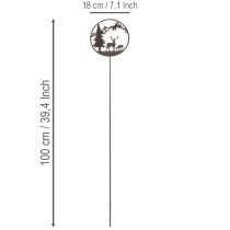 Artikel Dekorativ påle, skogsdjur, rådjur och tall, 100 cm