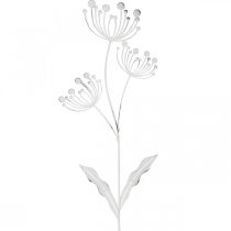 Vårdekoration, deco plug flower shabby chic vit, silver L87cm B18cm
