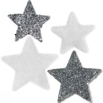 Strödekoration Julstjärnor grå/svart Ø4/5cm 40p