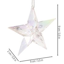 Artikel Dekorativa stjärndekorationer, skimrande klar akryl, julgransdekorationer, 9 cm, 6 stycken