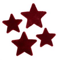 Artikel Juldekoration stjärnor bordeaux flockad bordsdekoration 4–5cm 40st