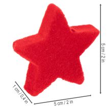 Artikel Liten dekorativ stjärna, flockad prydnad, 5 cm, 40 stycken