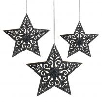 Artikel Julstjärna med ornament silvergrå sorterad 8cm - 12cm 9st