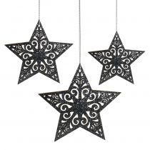 Artikel Julstjärna med ornament silvergrå assorterad 8cm - 12cm 9 st