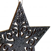 Artikel Julstjärna med ornament silvergrå sorterad 8cm - 12cm 9st
