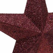 Artikel Dekorationshängare glitterstjärna vinröd 21cm 2st